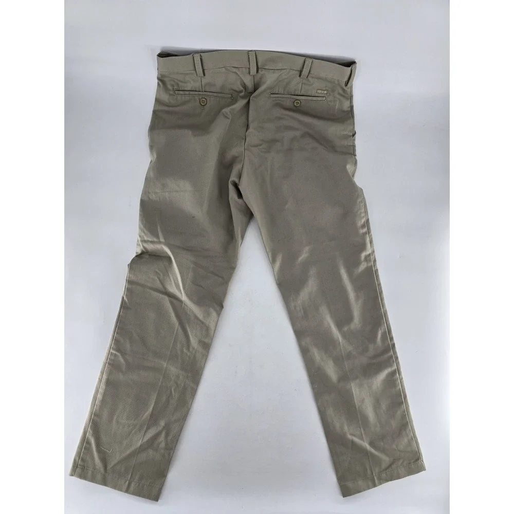 IZOD Slim Fit‎ Straight Leg American Chino Pants Men's 34x32 Tan Flat Front